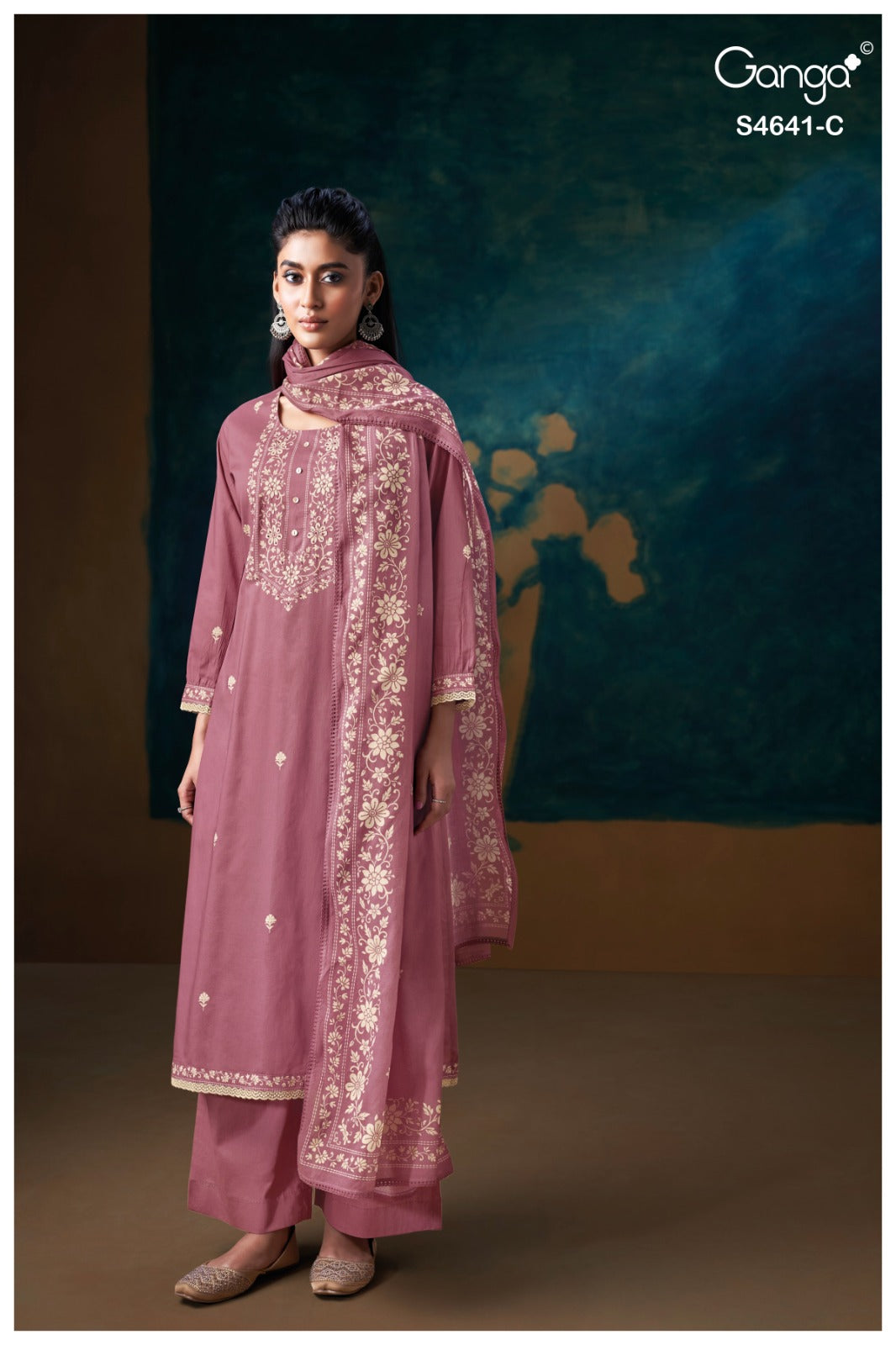 Saziel S4641 Ganga Cotton Plazzo Style Suits Supplier Ahmedabad