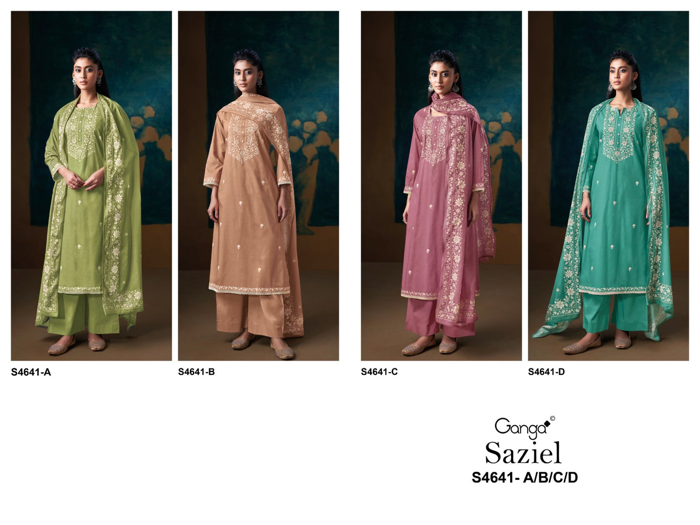 Saziel S4641 Ganga Cotton Plazzo Style Suits Supplier Ahmedabad