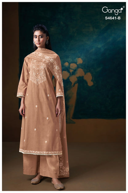 Saziel S4641 Ganga Cotton Plazzo Style Suits Supplier Ahmedabad