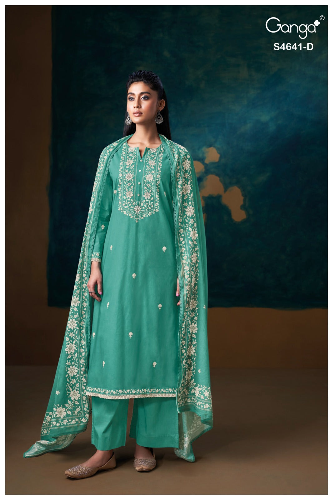 Saziel S4641 Ganga Cotton Plazzo Style Suits Supplier Ahmedabad