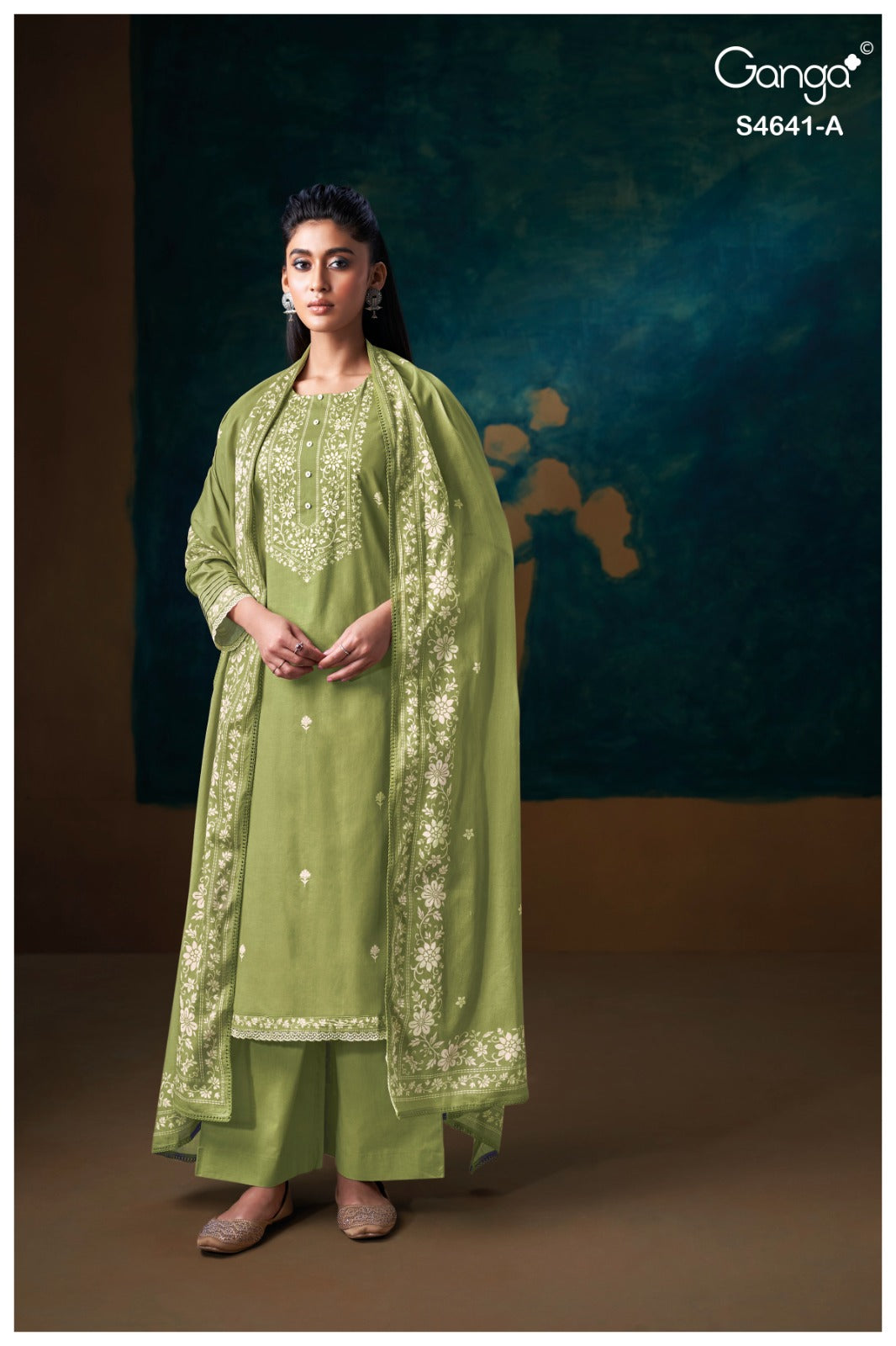 Saziel S4641 Ganga Cotton Plazzo Style Suits Supplier Ahmedabad
