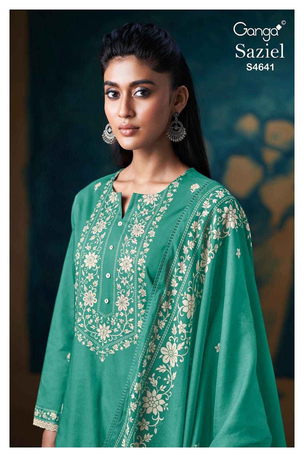 Saziel S4641 Ganga Cotton Plazzo Style Suits Supplier Ahmedabad