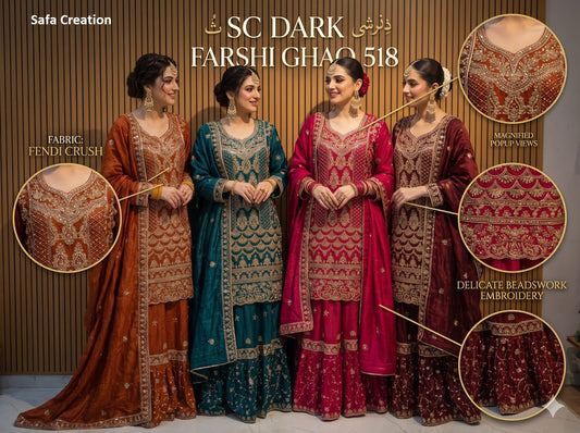 Sc Beads Farshi Ghagra Safa Creation Crush Pakistani Readymade Suits Wholesaler India