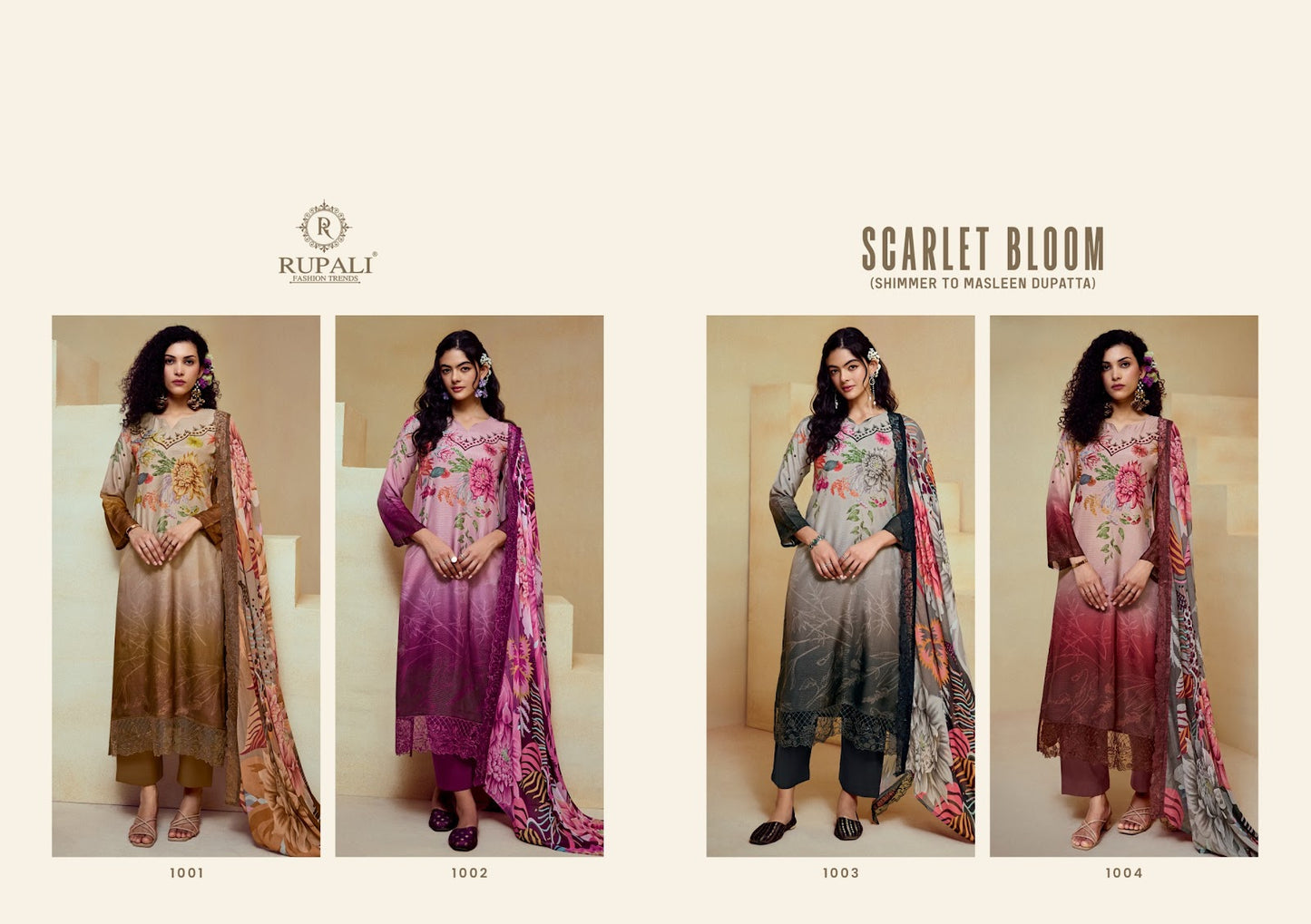 Scarlet Bloom Rupali Viscose Muslin Pant Style Suits Wholesaler Ahmedabad