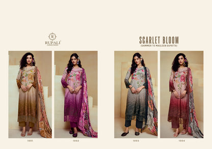 Scarlet Bloom Rupali Viscose Muslin Pant Style Suits Wholesaler Ahmedabad
