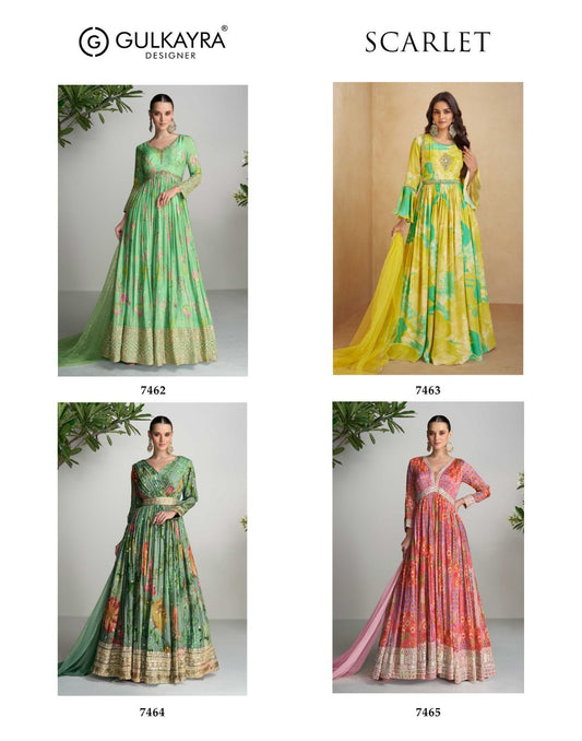 Scarlet Gulkayra Designer Chinon Gown Dupatta Set Wholesaler Ahmedabad