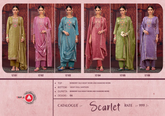 Scarlet Triple Aaa Silk Pant Style Suits Wholesaler Ahmedabad
