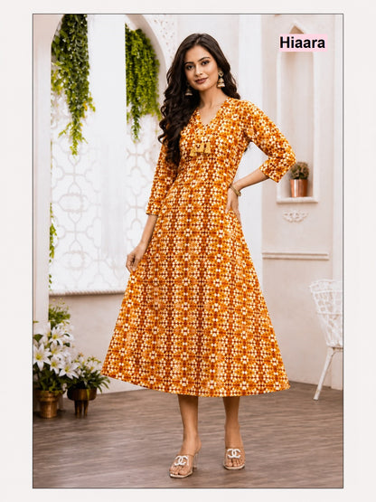 Scarlet Vol 1 Hiaara Cotton Anarkali Kurtis Wholesaler Ahmedabad