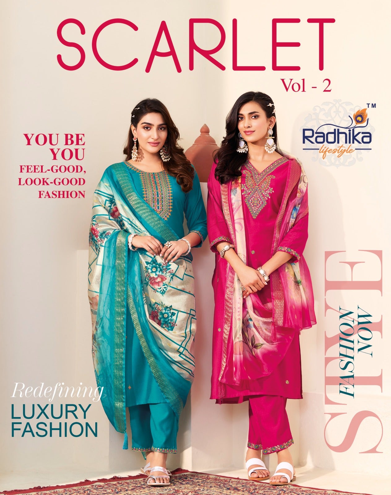 Scarlet Vol 2 Radhika Lifestyle Vetican Silk Readymade Pant Style Suits Supplier Ahmedabad