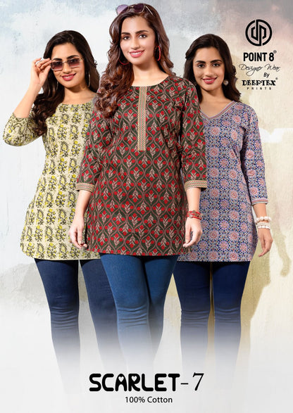 Scarlet Vol 7 Deeptex Prints Cotton Short Kurtis Supplier India