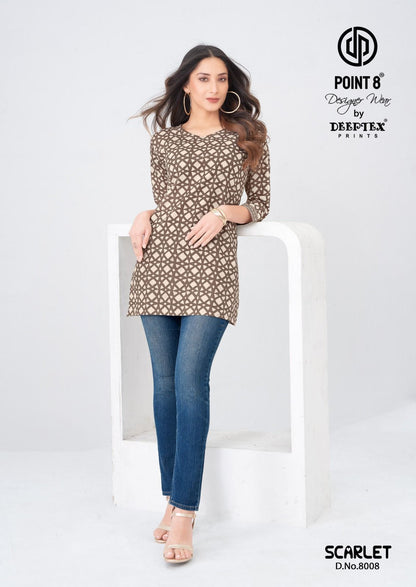 Scarlet Vol 8 Point 8 Deeptex Prints Cotton Short Kurtis Exporter India