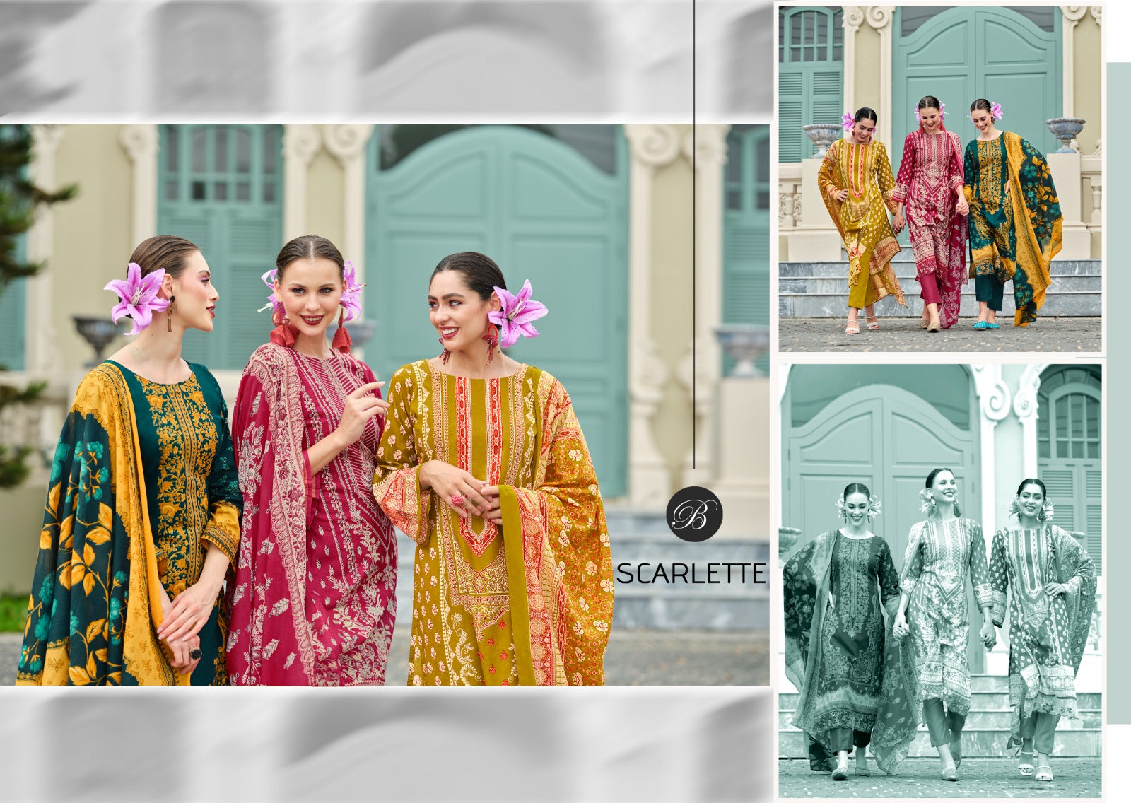 Scarlette Belliza Designer Studio Cotton Karachi Salwar Suits Wholesale Price