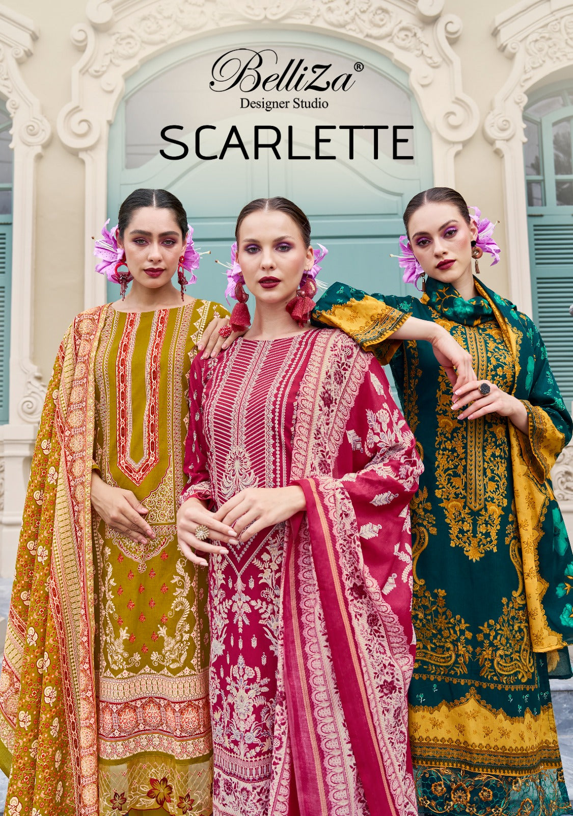 Scarlette Belliza Designer Studio Cotton Karachi Salwar Suits Wholesale Price