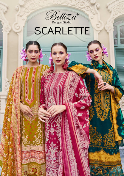 Scarlette Belliza Designer Studio Cotton Karachi Salwar Suits Wholesale Price