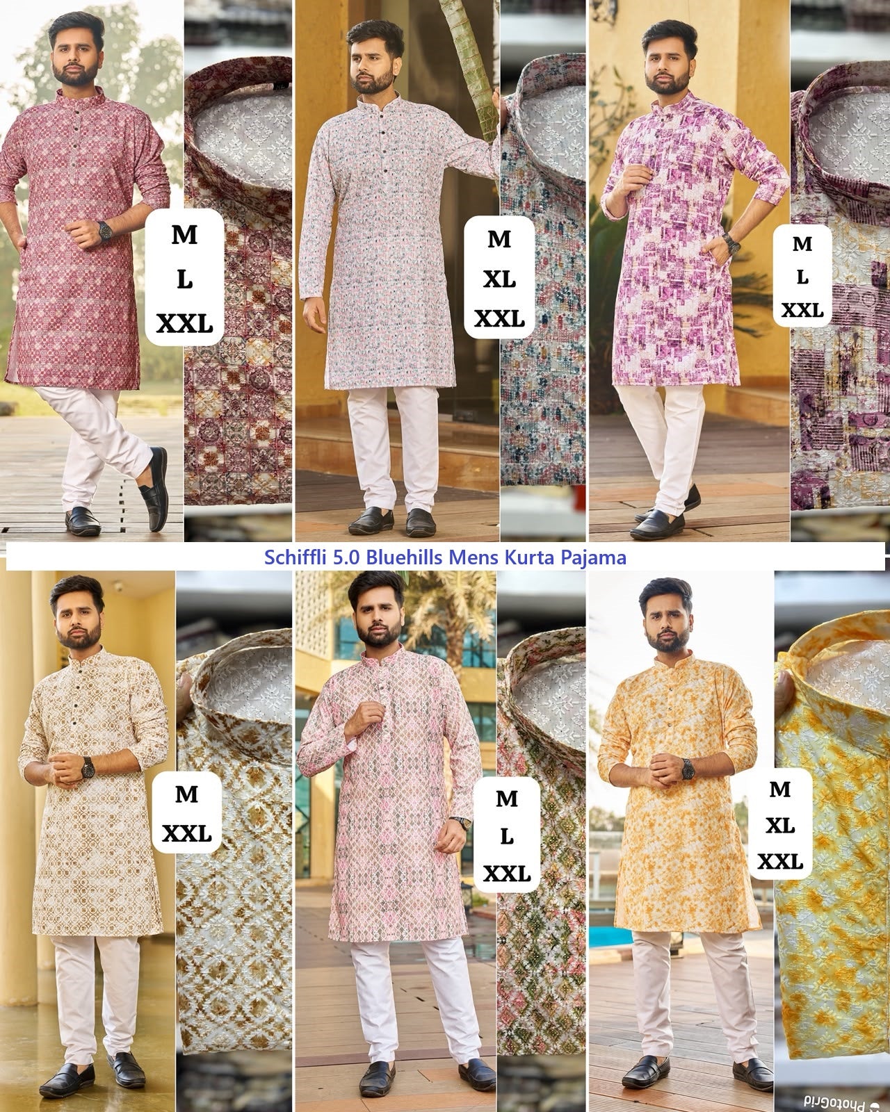 Schiffli 5.0 Bluehills Rayon Mens Kurta Pajama Wholesaler India