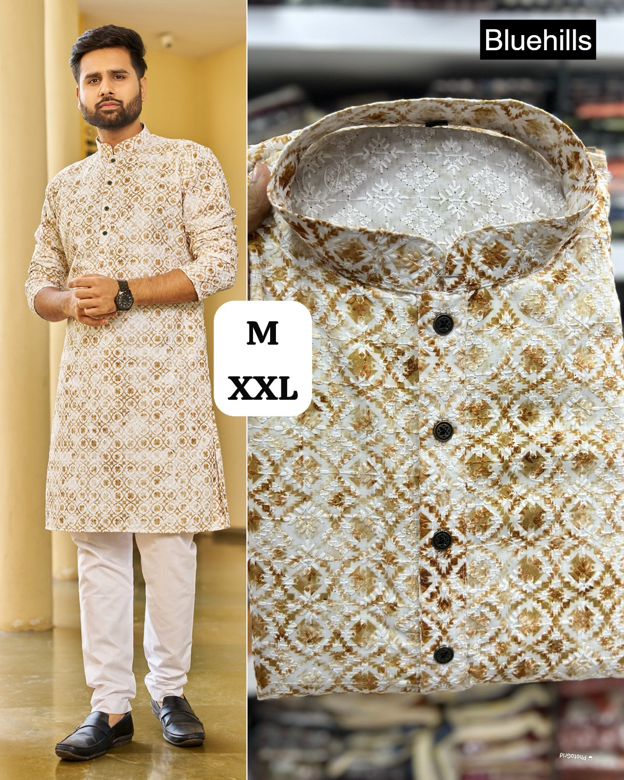 Schiffli 5.0 Bluehills Rayon Mens Kurta Pajama Wholesaler India