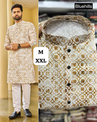 Schiffli 5.0 Bluehills Rayon Mens Kurta Pajama Wholesaler India
