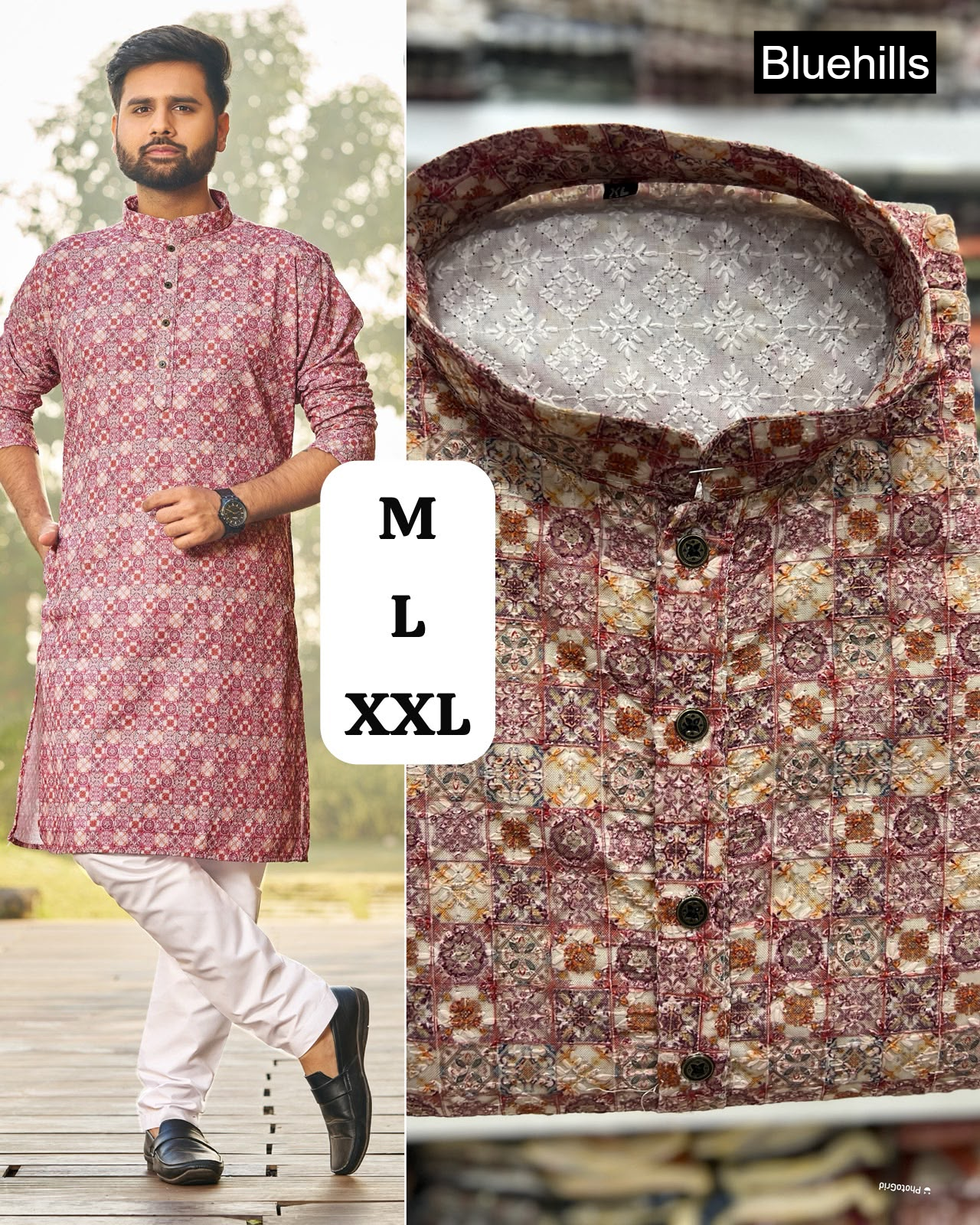 Schiffli 5.0 Bluehills Rayon Mens Kurta Pajama Wholesaler India