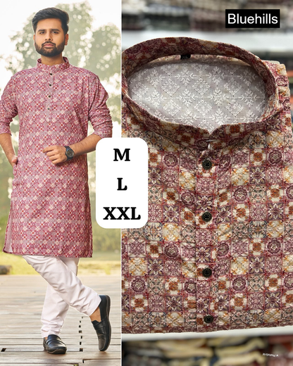 Schiffli 5.0 Bluehills Rayon Mens Kurta Pajama Wholesaler India