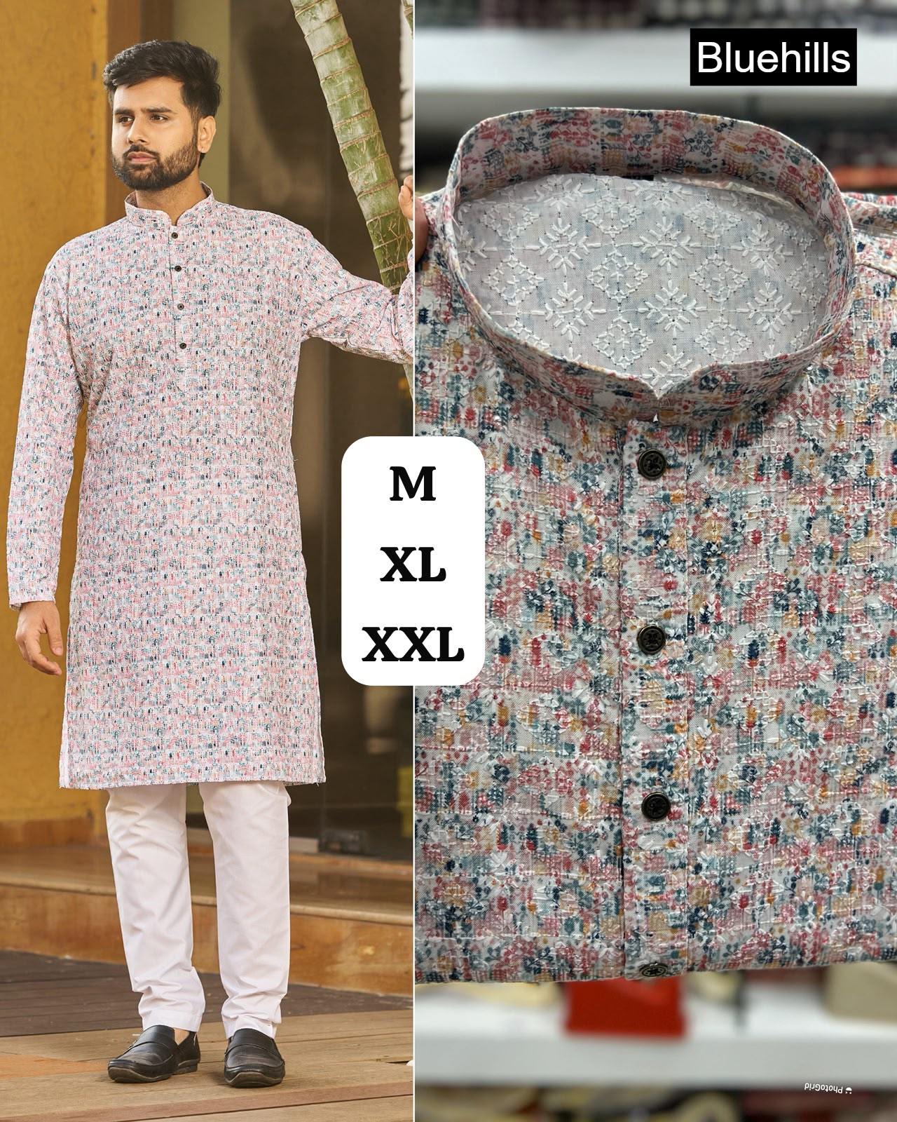 Schiffli 5.0 Bluehills Rayon Mens Kurta Pajama Wholesaler India