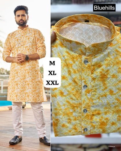 Schiffli 5.0 Bluehills Rayon Mens Kurta Pajama Wholesaler India