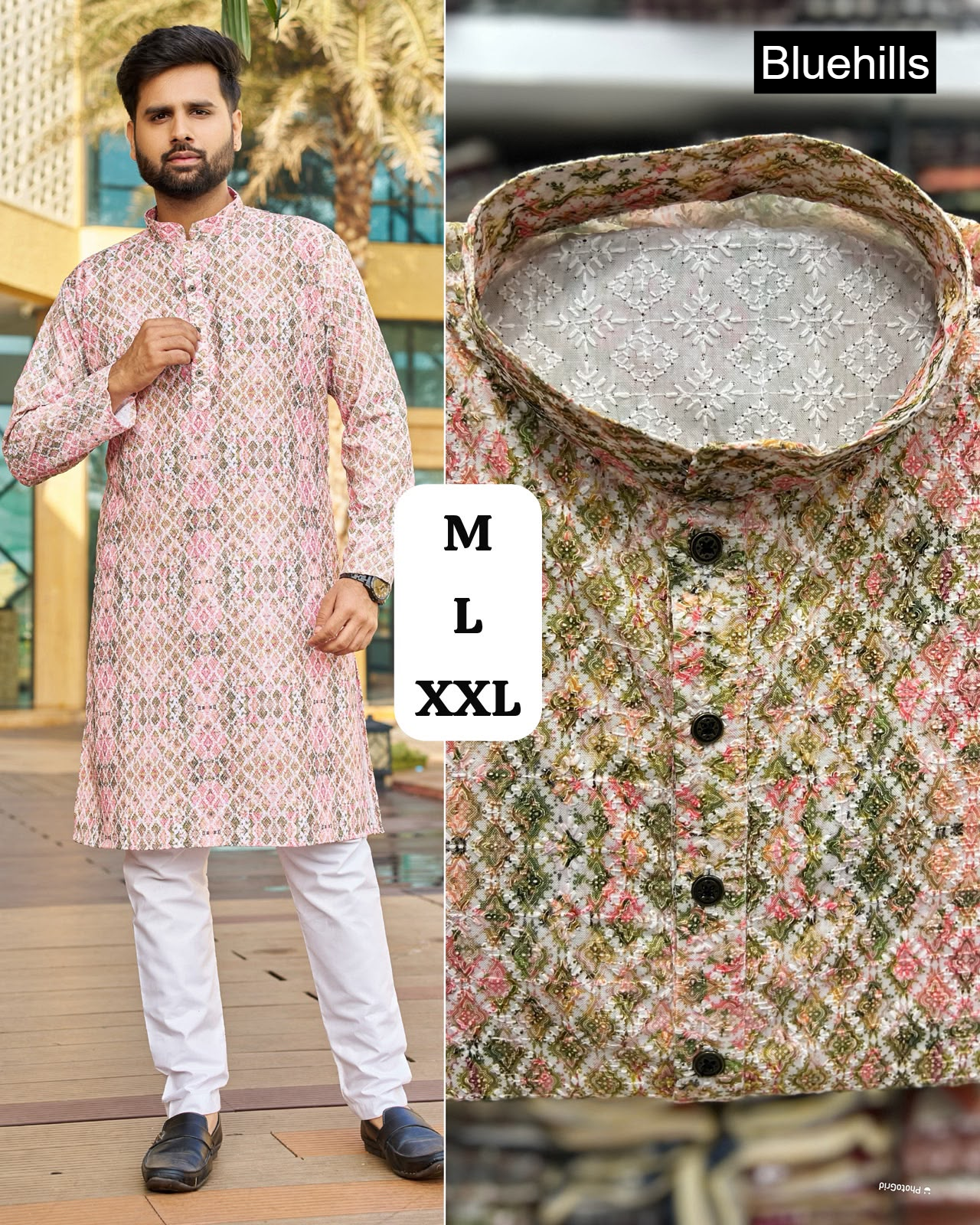 Schiffli 5.0 Bluehills Rayon Mens Kurta Pajama Wholesaler India