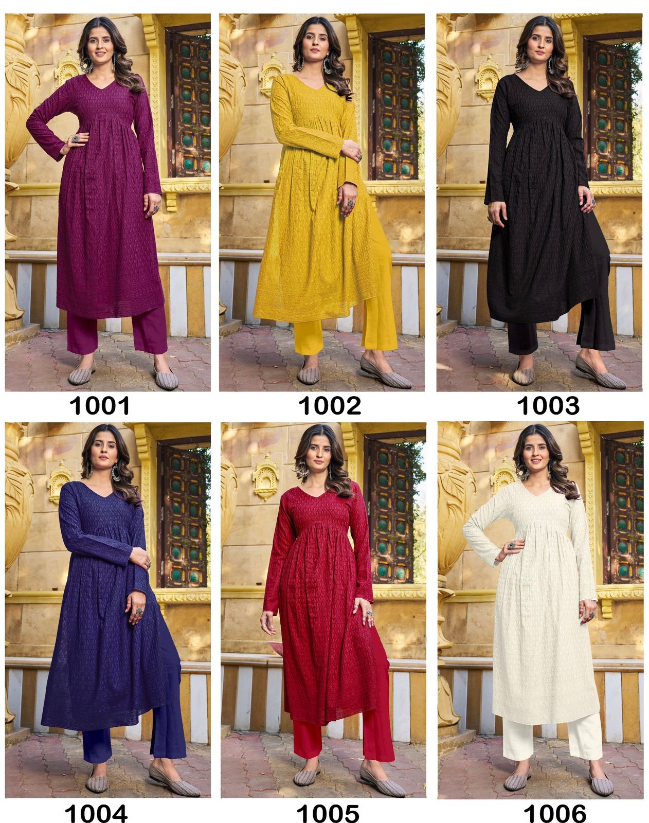 Schiffli New Bluehills Rayon Naira Cut Kurtis