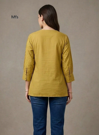 Schiffli Work 1506 Mfs Cotton Women Shirts Wholesaler Gujarat