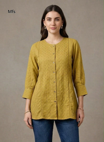 Schiffli Work 1506 Mfs Cotton Women Shirts Wholesaler Gujarat