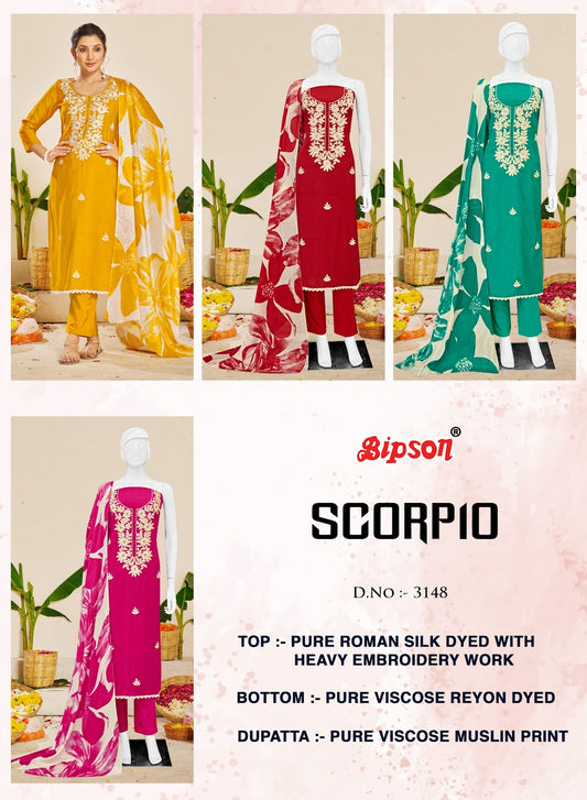 Scorpio 3148 Bipson Prints Roman Silk Pant Style Suits Wholesaler India