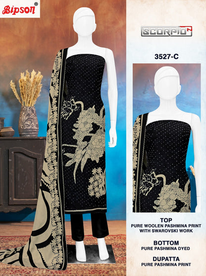 Scorpio 3527 Bipson Prints Woolen Pashmina Suits Exporter India