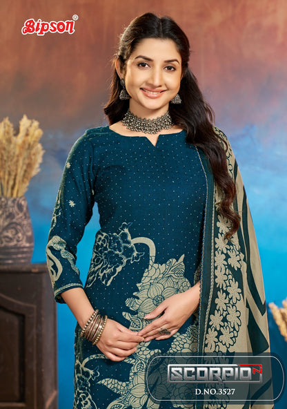 Scorpio 3527 Bipson Prints Woolen Pashmina Suits Exporter India
