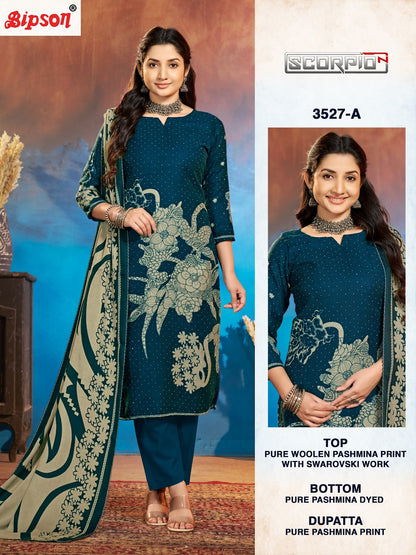 Scorpio 3527 Bipson Prints Woolen Pashmina Suits Exporter India