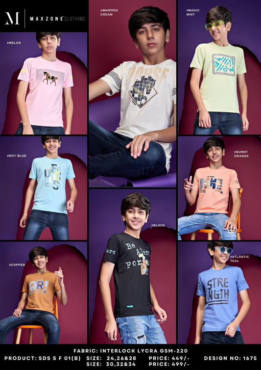 Sds F 01 - B Maxzone Clothing Lycra Boys Tshirt Manufacturer Ahmedabad