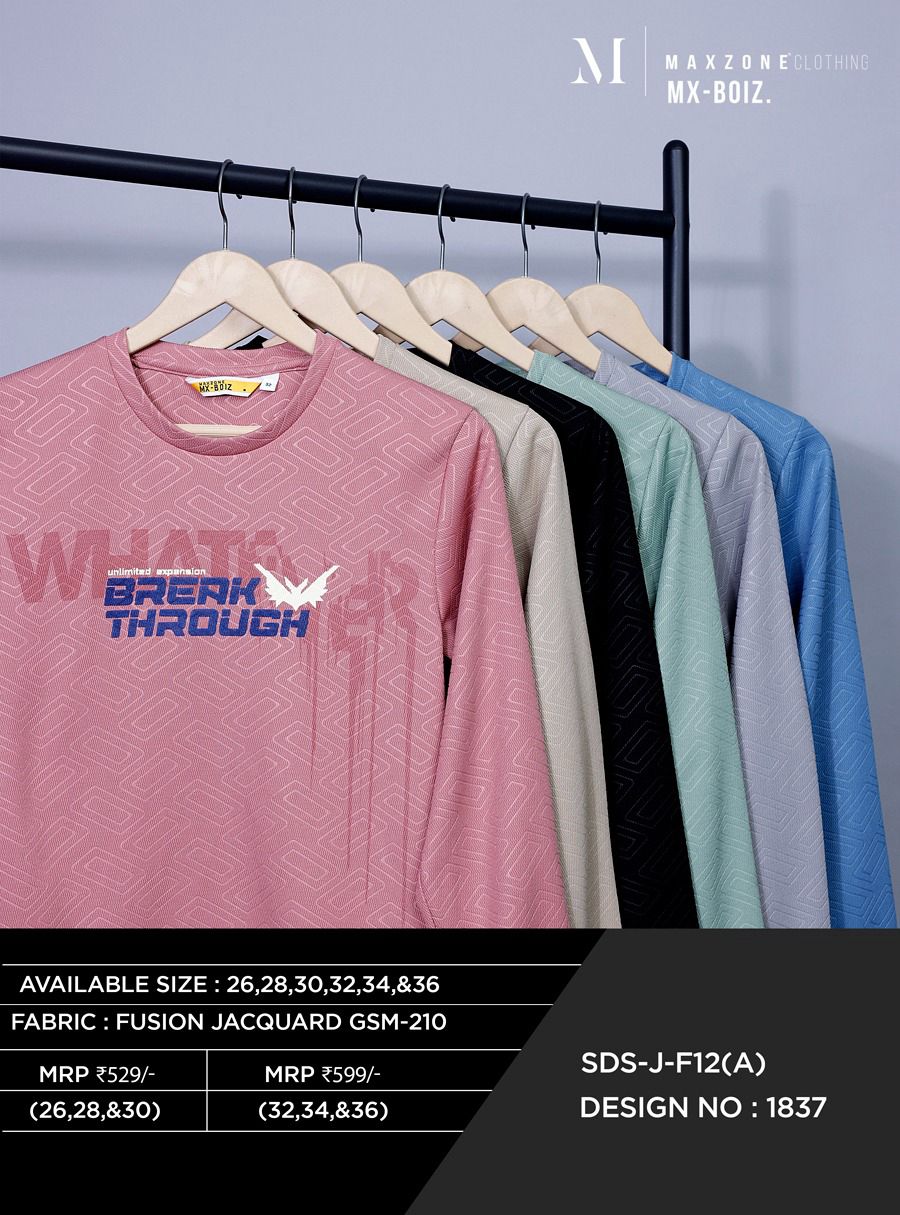 Sds J F 12 A Maxzone Clothing Jacquard Boys Tshirt Exporter Ahmedabad