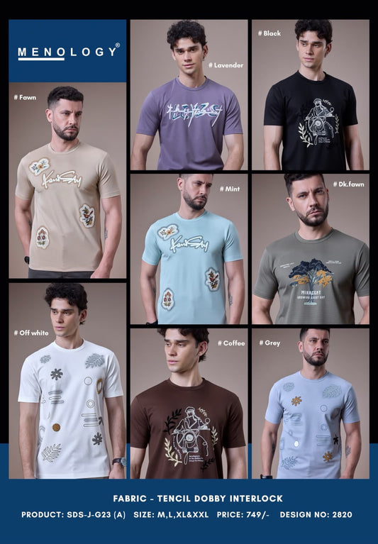 Sds J G23 (A) 2820 Menology Dobby Mens Tshirts Exporter Gujarat