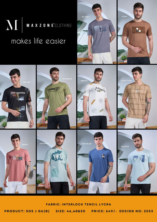 Sds J G6 B Dn 2553 Maxzone Clothing Tencil Lycra Mens Tshirts Manufacturer