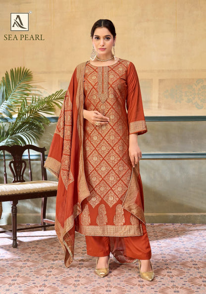 Sea Pearl Alok Viscose Muslin Karachi Salwar Suits Manufacturer India
