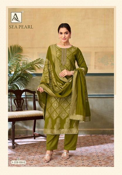 Sea Pearl Alok Viscose Muslin Karachi Salwar Suits Manufacturer India