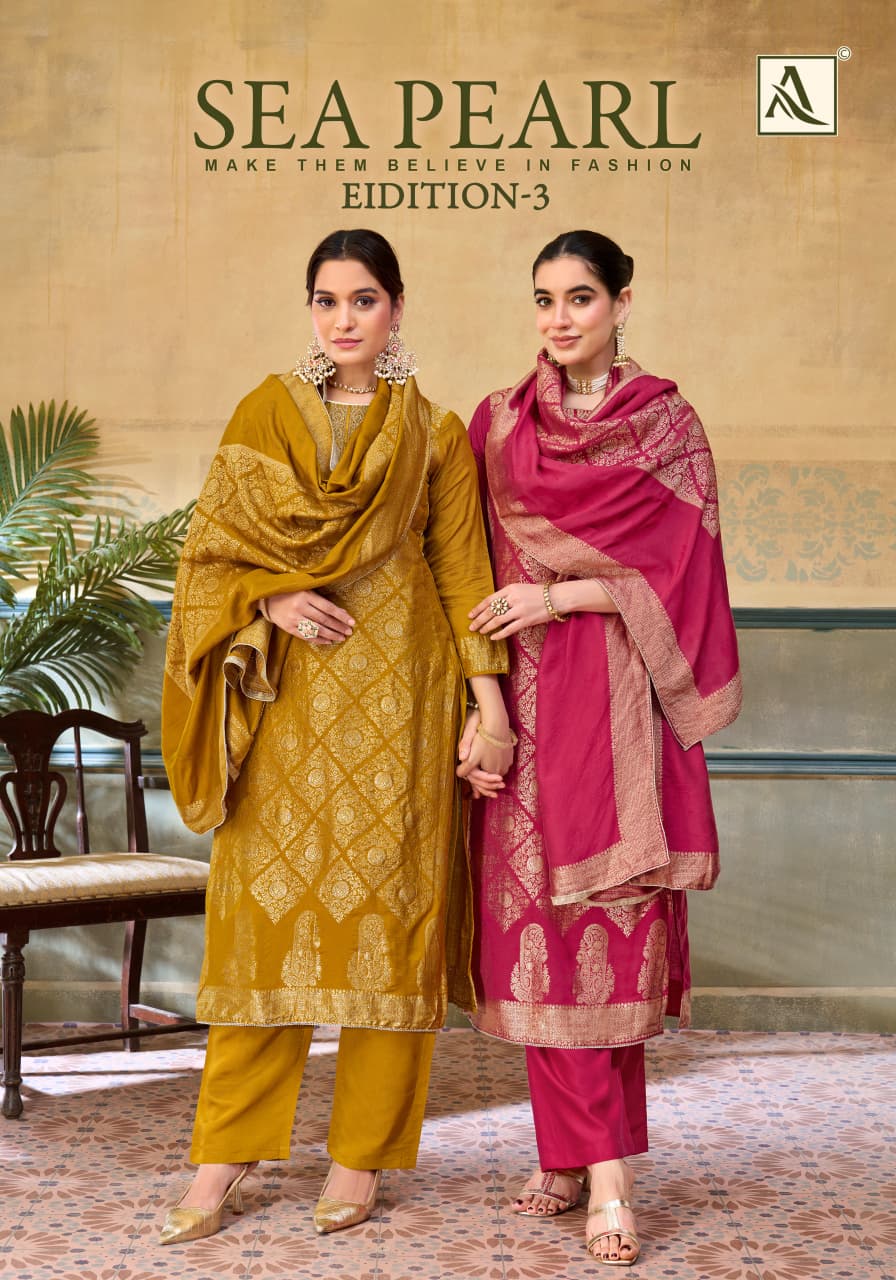 Sea Pearl Edition 3 Alok Viscose Muslin Karachi Salwar Suits Wholesaler