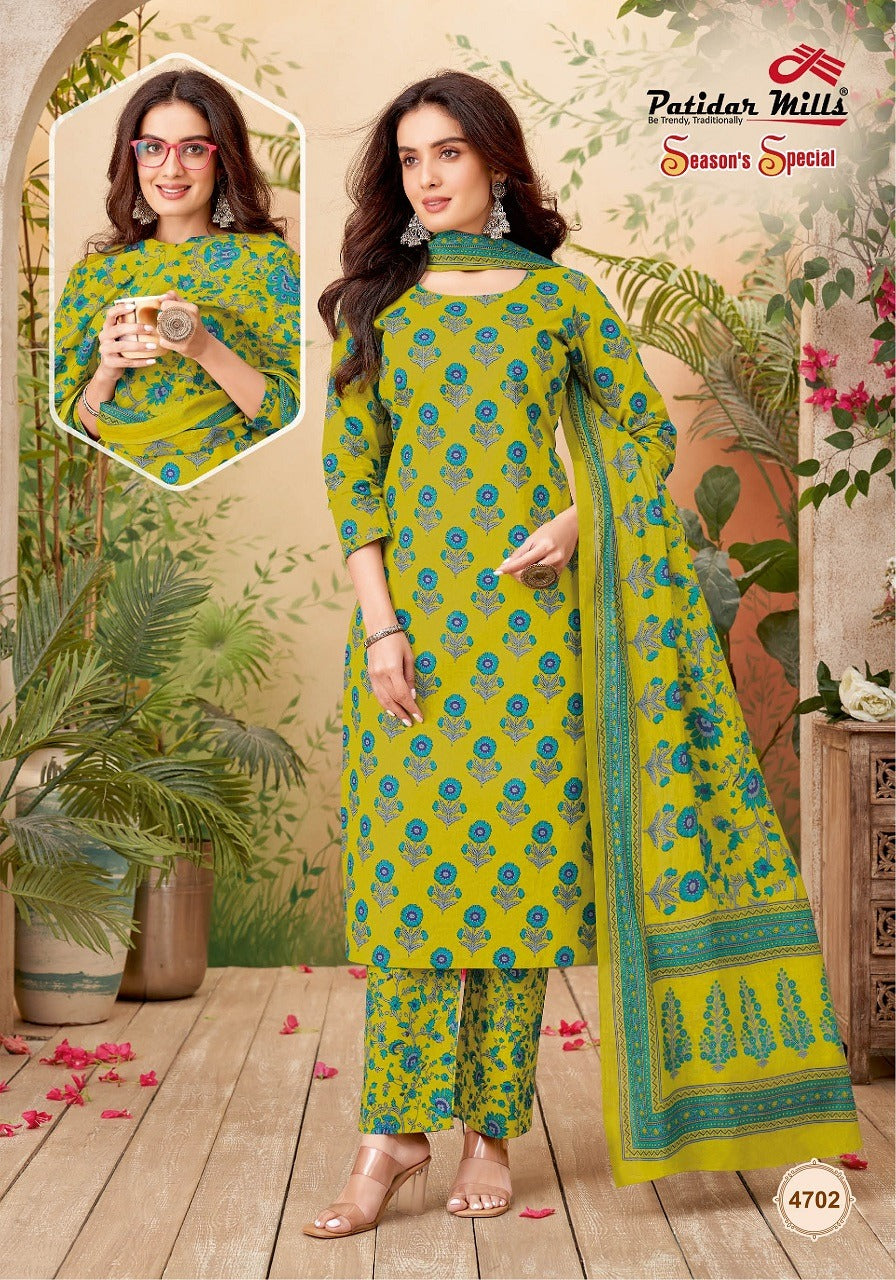 Seasons Special Vol 47 Patidar Mills Cotton Dress Material Wholesaler India