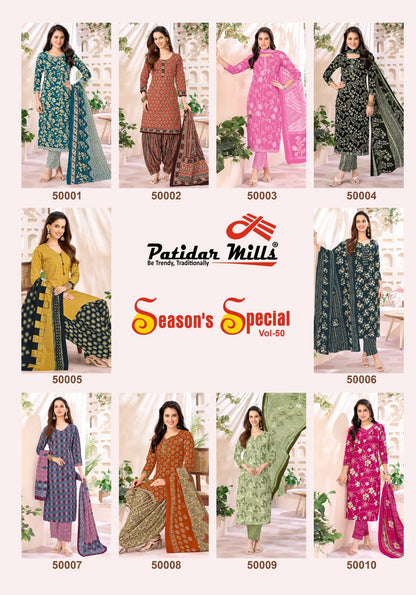 Seasons Special Vol 50 Patidar Mills Cotton Dress Material Wholesale Rate
