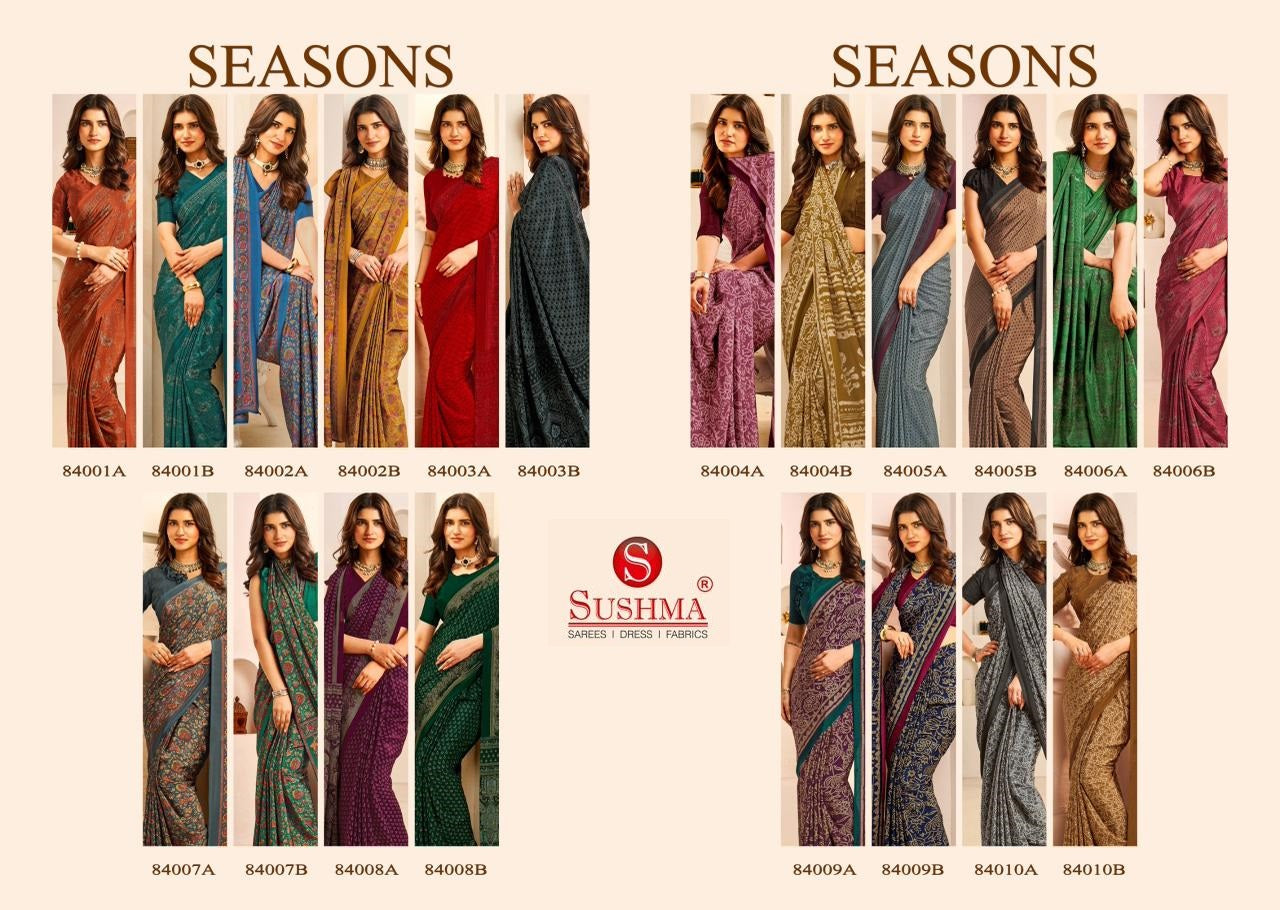 Seasons Sushma Crape Sarees Wholesale Price