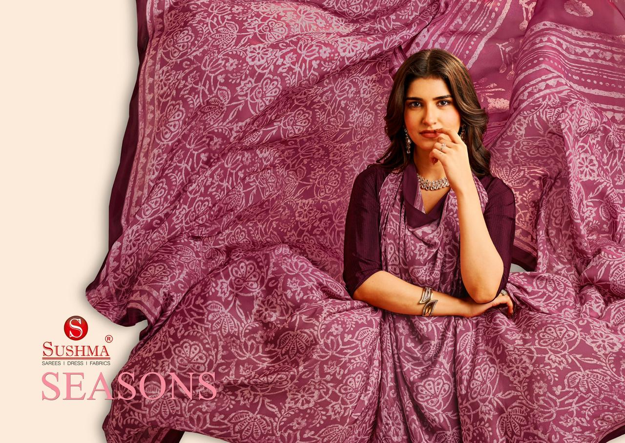 Seasons Sushma Crape Sarees Wholesale Price