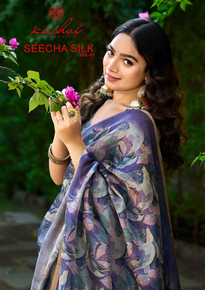 Seecha Silk Vol 1 Kashvi Creation Silk Sarees Wholesale Rate