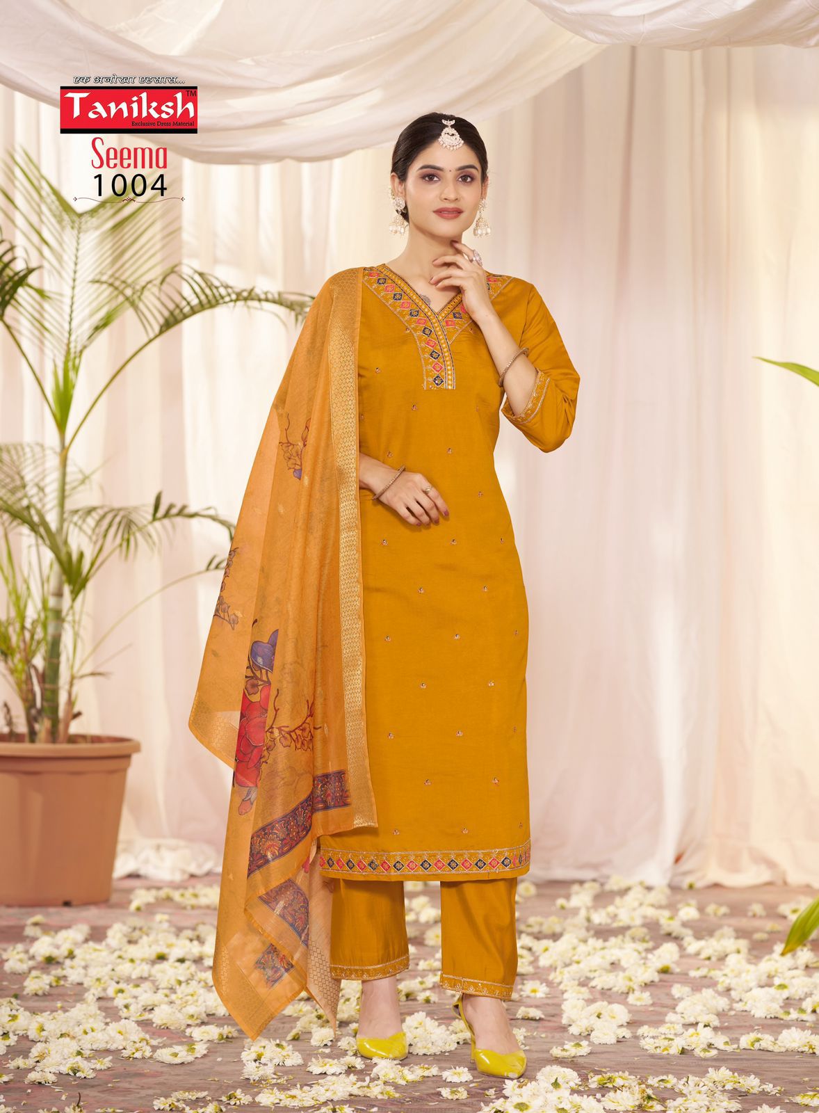 Seema Vol 1 Taniksh Roman Silk Readymade Pant Style Suits Supplier