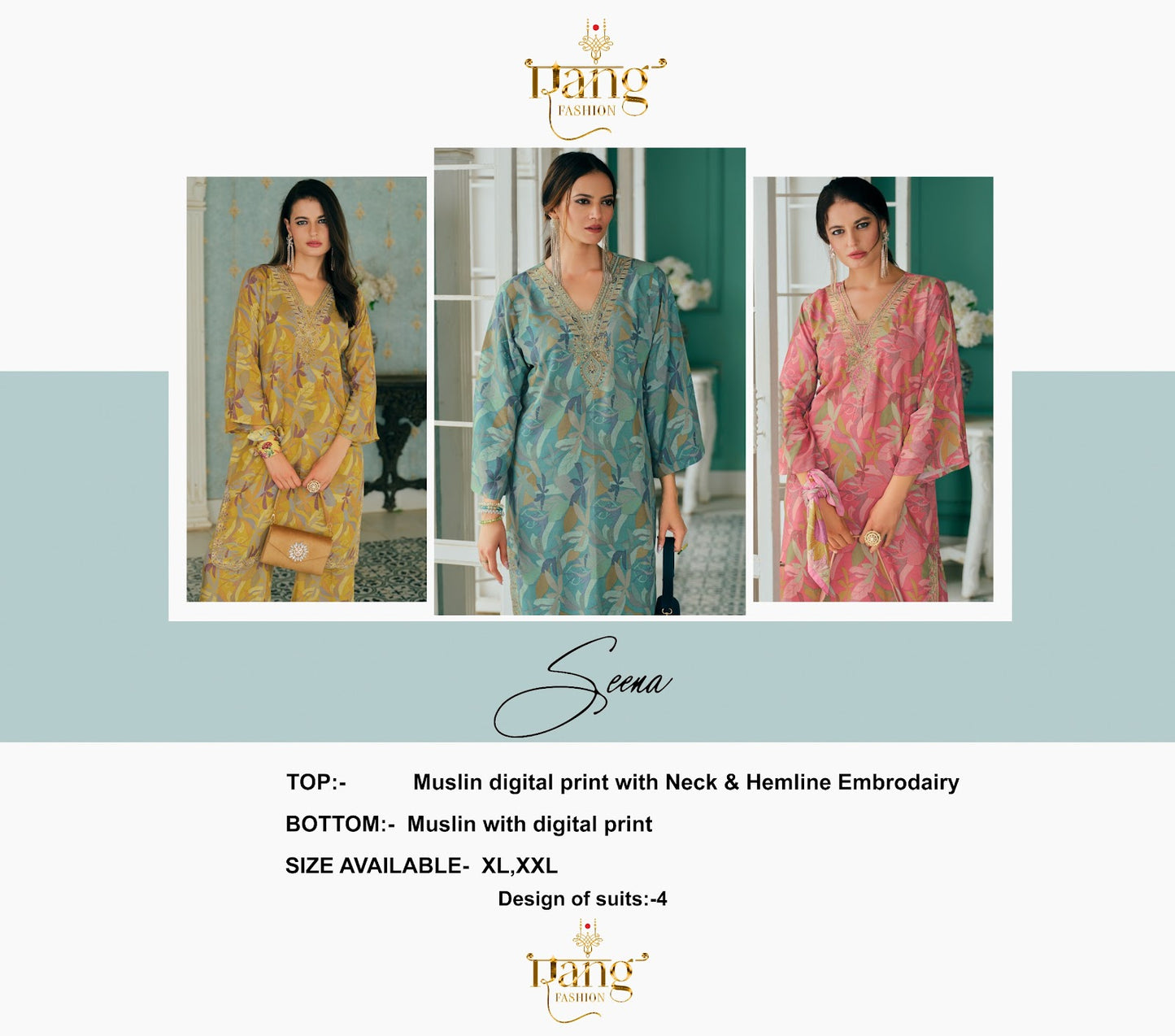 Seena Rang Fashion Pure Muslin Co Ord Set Wholesale Price