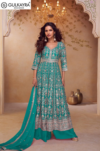 Seerat Gulkayra Designer Chinnon Readymade Plazzo Style Suits Exporter India