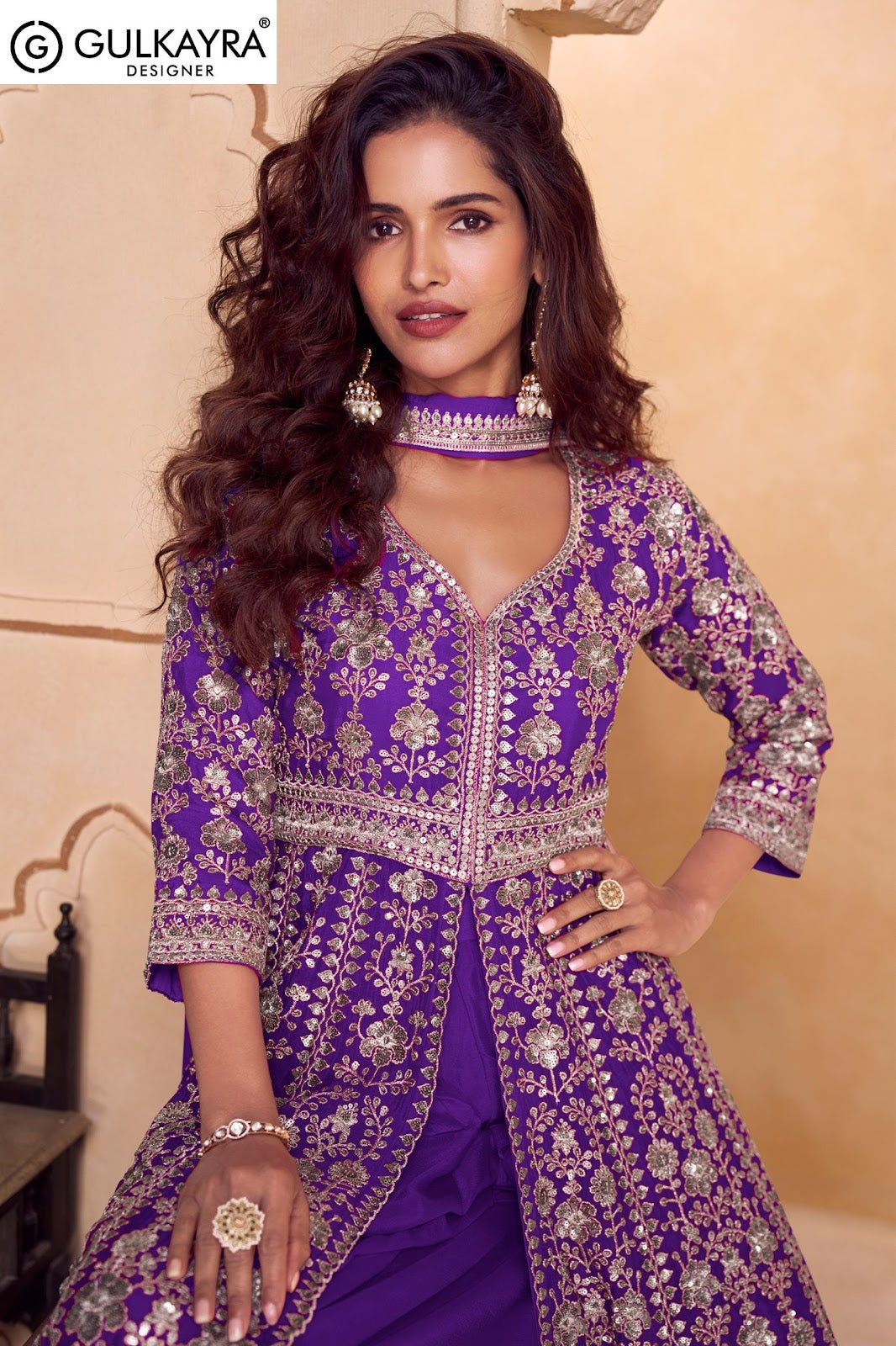 Seerat Gulkayra Designer Chinnon Readymade Plazzo Style Suits Exporter India