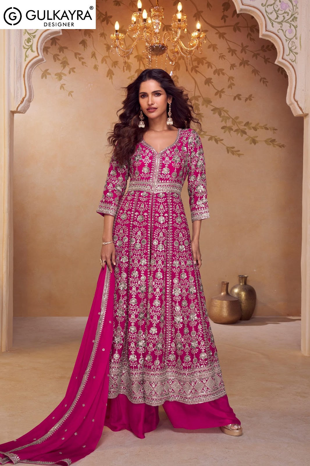 Seerat Gulkayra Designer Chinnon Readymade Plazzo Style Suits Exporter India